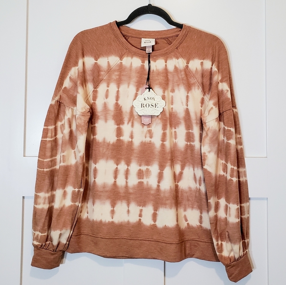 Knox Rose Tie Dye Pullover Sweatshirt  Pink & White Size Small New With Tags